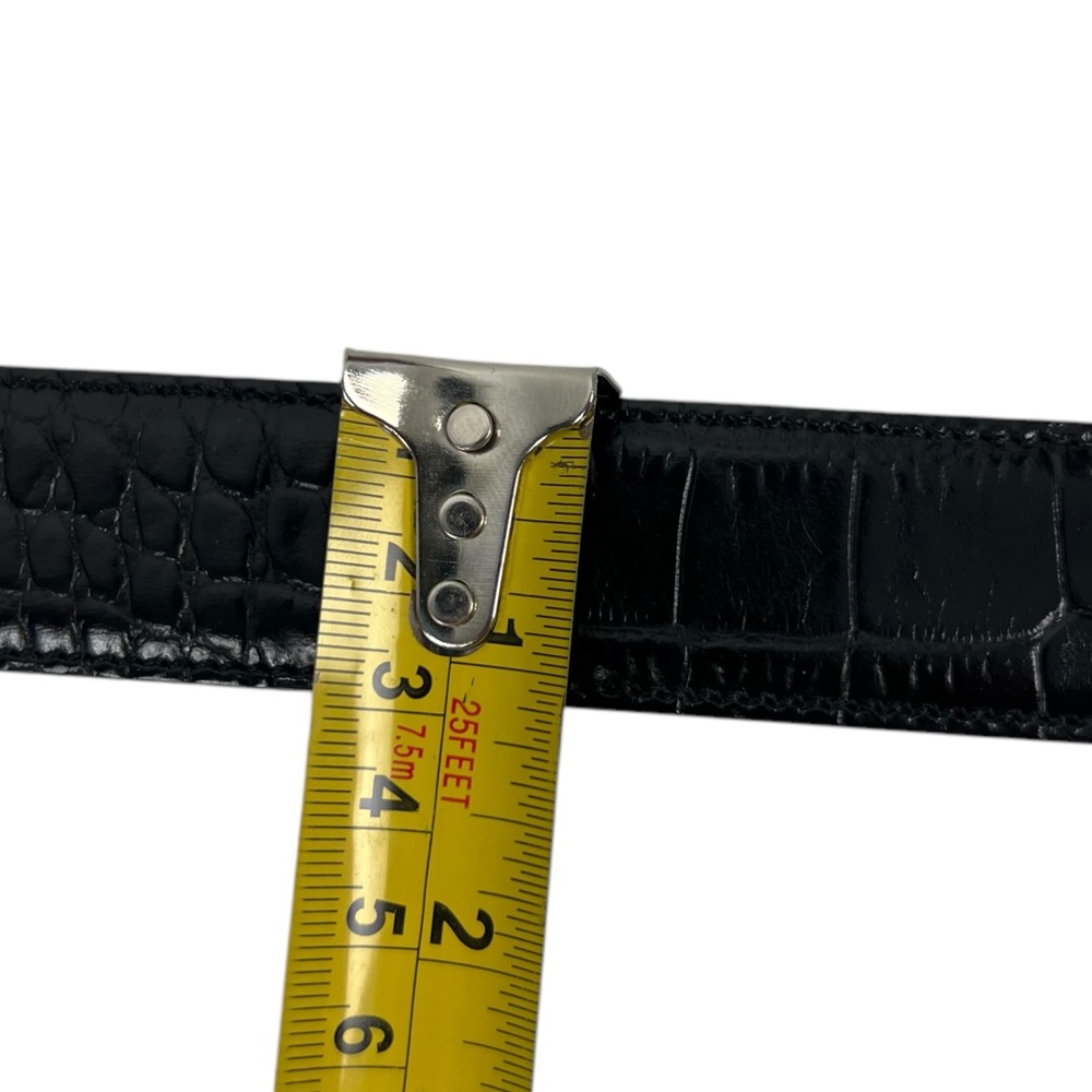 Trafalgar Mens 36 Black Embossed Italian Calfskin Leather Belt Made In USA Croc - Picture 12 of 16